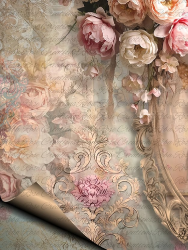 Vintage Ballerina Left Floral Rice Paper by Reba Rose Creations