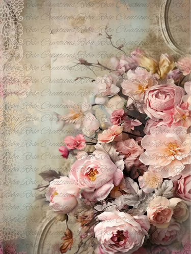 Vintage Ballerina Right Floral Rice Paper by Reba Rose Creations