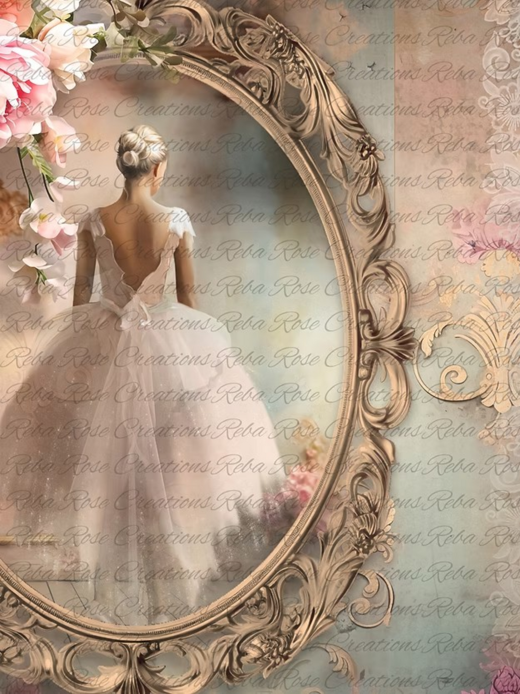 Vintage Ballerina Rice Paper by Reba Rose Creations