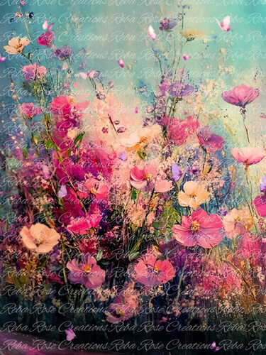 Vibrant Ethereal Wild Floral 1 Rice Paper by Reba Rose Creations