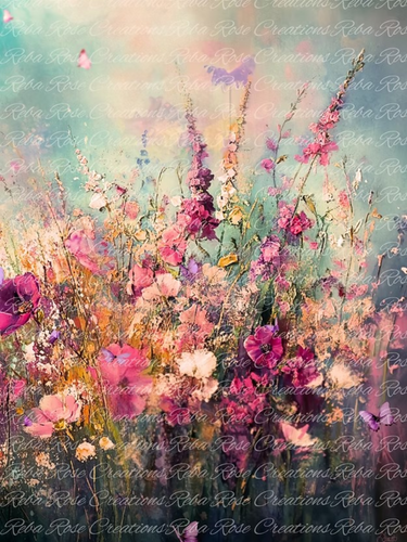 Vibrant Ethereal Wild Floral 2 Rice Paper by Reba Rose Creations