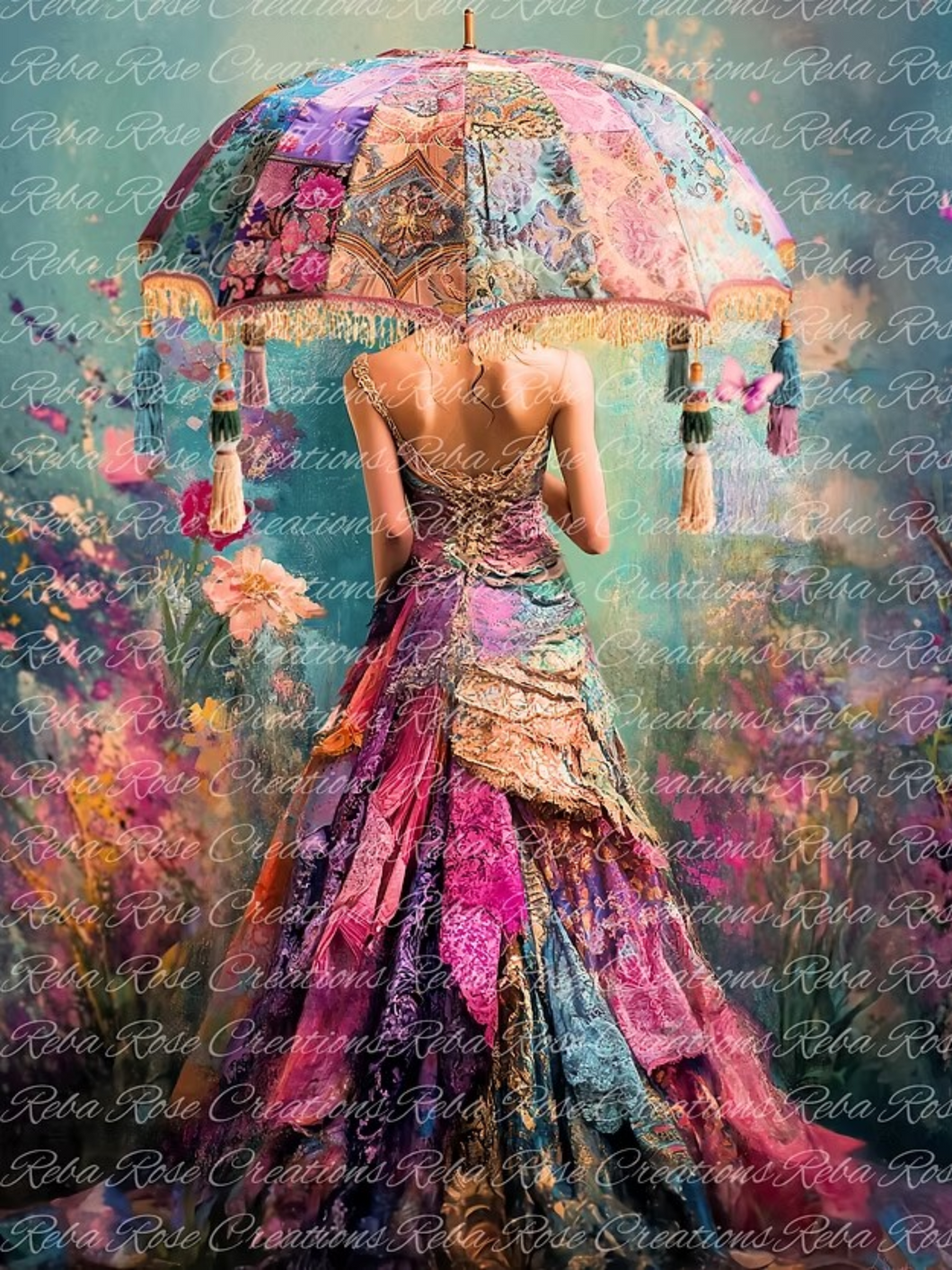 Vibrant Ethereal Portrait Rice Paper by Reba Rose Creations