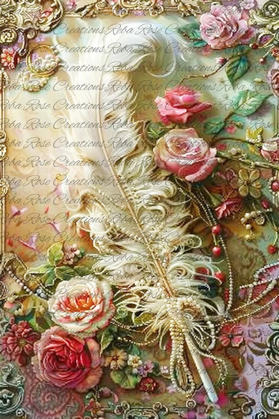 Fancy Feathers Victorian VP-11 Rice Paper by Reba Rose Creations