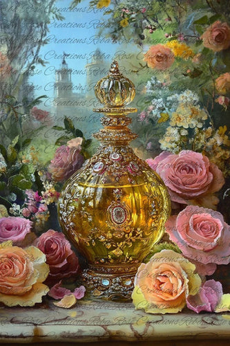 French Perfume Bottle VP-18 Rice Paper by Reba Rose Creations