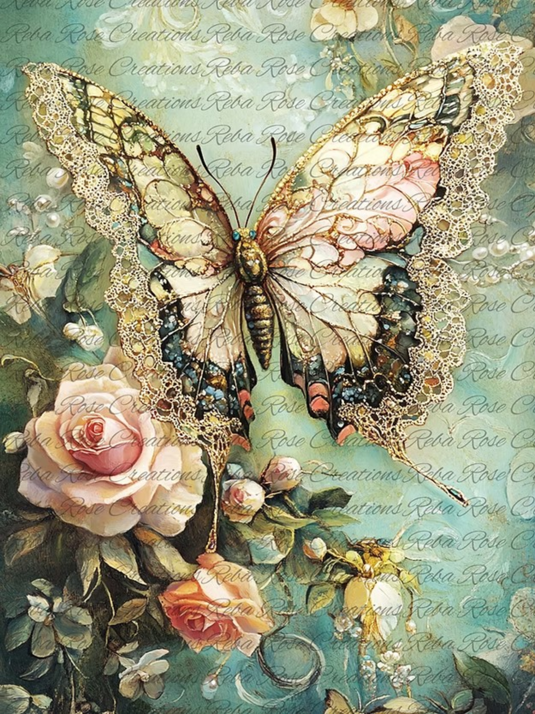 Lace Tip Butterfly Rice Paper by Reba Rose Creations