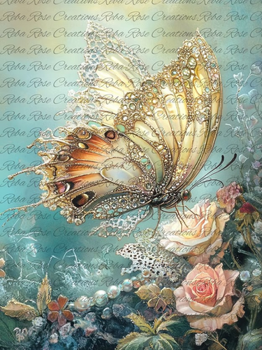 Jeweled Lace Tip Butterfly Rice Paper by Reba Rose Creations