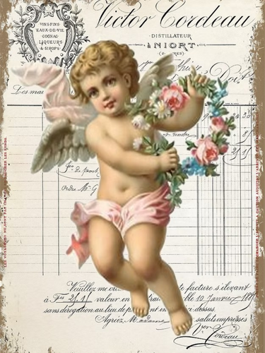 Valentine Cherub Rice Paper by Reba Rose Creations