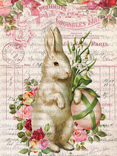 Vintage in Pink Bunny Rice Paper by Reba Rose Creations