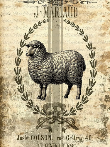 Grain Sack Sheep Rice Paper by Reba Rose Creations