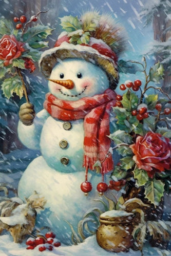 Victorian Christmas Snowman Rice Paper by Reba Rose Creations