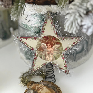 Angel Star Tree Topper, Victorian Inspired with Tinsel