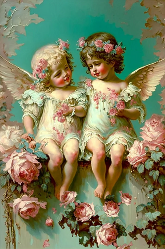 Vintage Cupids Rice Paper by Reba Rose Creations