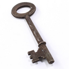 Load image into Gallery viewer, Vintage Look Rusted Metal Oval Skeleton Key