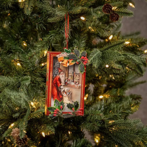 Vintage Santa Shadowbox Christmas Ornament