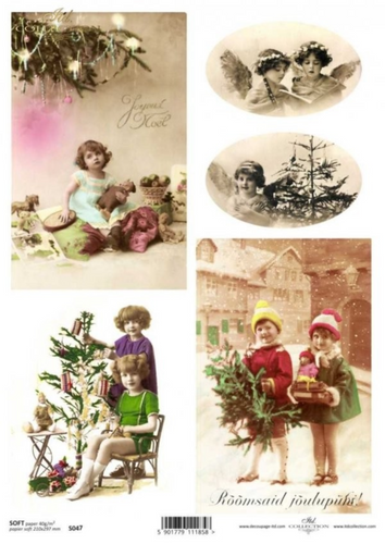Vintage Christmas Postcard Darlings Soft Decoupage Paper by ITD Collection, S0047
