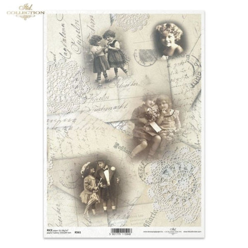 Vintage Portraits Letters and Lace Rice Paper by ITD Collection, R