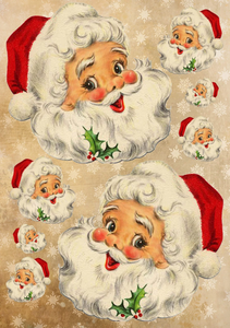 Vintage Santa Face Rice Paper by European Excellency, Christmas Santas 