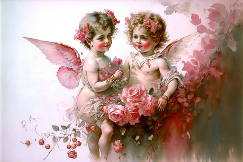 Watercolor Cherubs Rice Paper by Reba Rose Creations