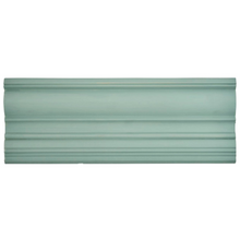 Load image into Gallery viewer, A single decorative molding piece with a ribbed, fluted texture in a muted sage green color, shown against a plain white background.