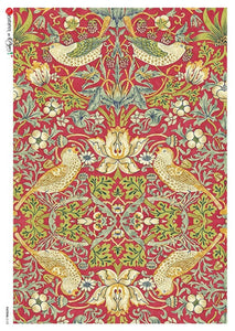 Pattern 0129 Paper Designs Washipaper, William Morris Strawberry Thief Thrushes Birds Rice Paper