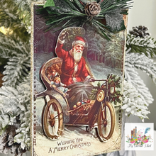Load image into Gallery viewer, Wishing You a Merry Christmas Victorian Santa Postcard Ornament Closeup