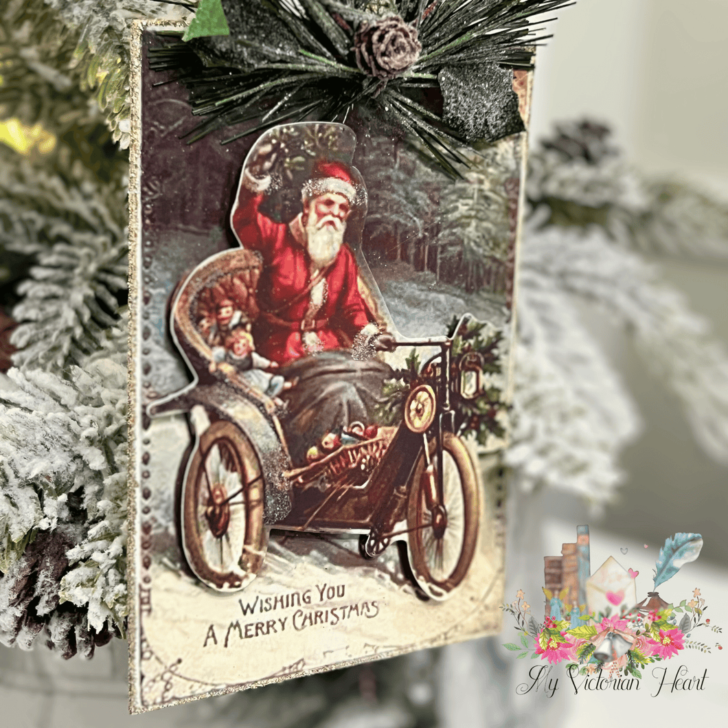 Wishing You a Merry Christmas Victorian Santa Postcard Ornament