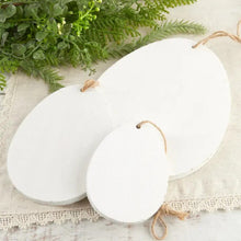 Load image into Gallery viewer, Wood Easter Egg Ornament White