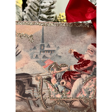 Load image into Gallery viewer, Closeup of Santa in Sleigh Wood Postcard Ornament