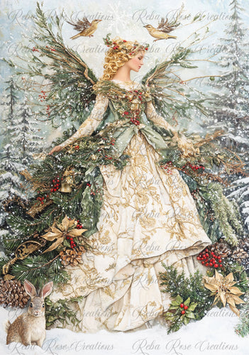 Woodland Angel Rice Paper by Reba Rose Creations
