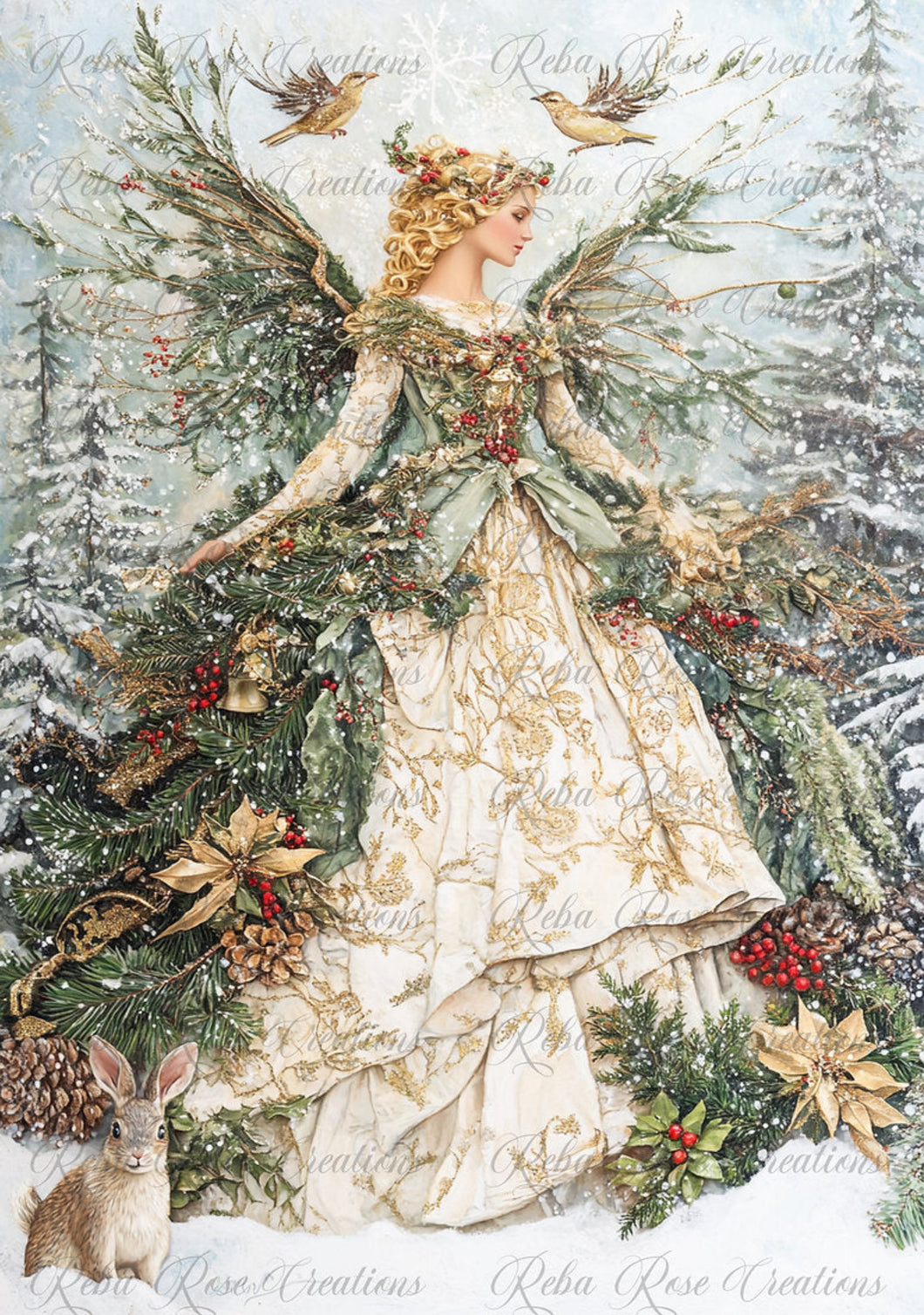 Woodland Angel Rice Paper by Reba Rose Creations