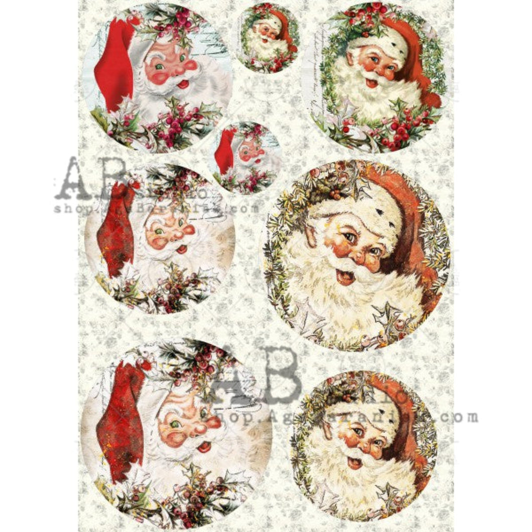 Vintage Christmas Santas Rice Paper 0344 by ABstudio, A4