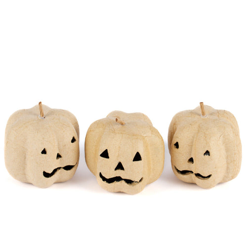 Paper Mache Jack O' Lantern Pumpkins, Set of 3