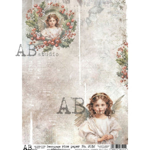 Christmas Holly Angel Rice Paper 2032 by ABstudio, A4