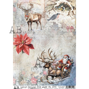 Vintage Book Page Christmas Rice Paper 2040 by ABstudio, A4