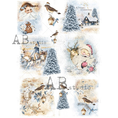 Vintage Christmas Scenes Rice Paper 1128 by ABstudio, A4