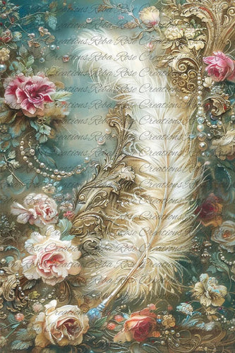 Fancy Feathers Victorian Rice Paper by Reba Rose Creations