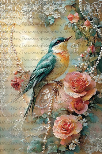Victorian Bird Rice Paper by Reba Rose Creations