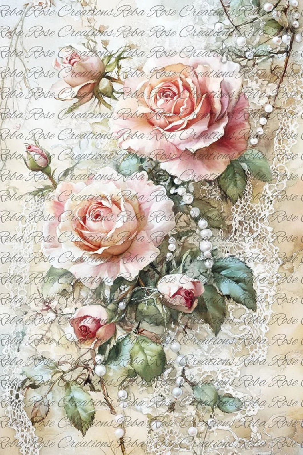 Victorian Roses Rice Paper by Reba Rose Creations