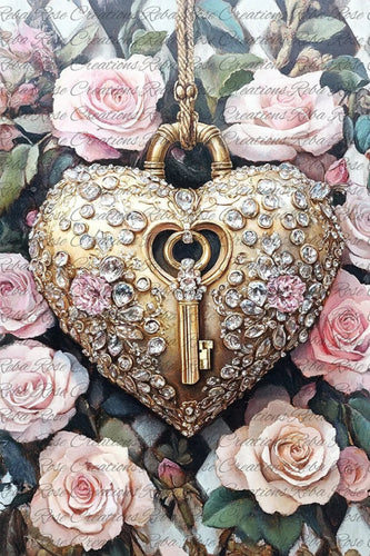 Heart Locket Rice Paper by Reba Rose Creations