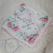 Load image into Gallery viewer, Pink and White Floral Luray Collection Birthday Handkerchief Gift