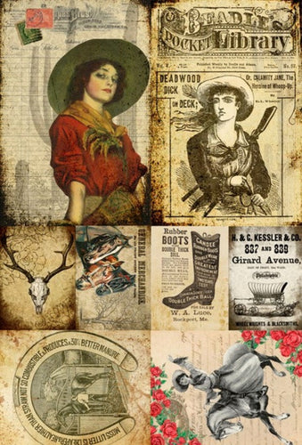 Cowgirl Blocks Roycycled Treasures Decoupage Paper