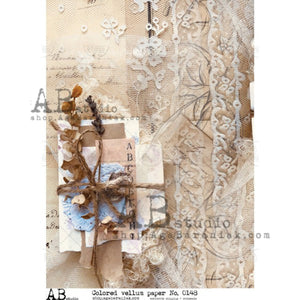 Lace and Dried Botanicals Vellum Paper 0148 by ABstudio, A4