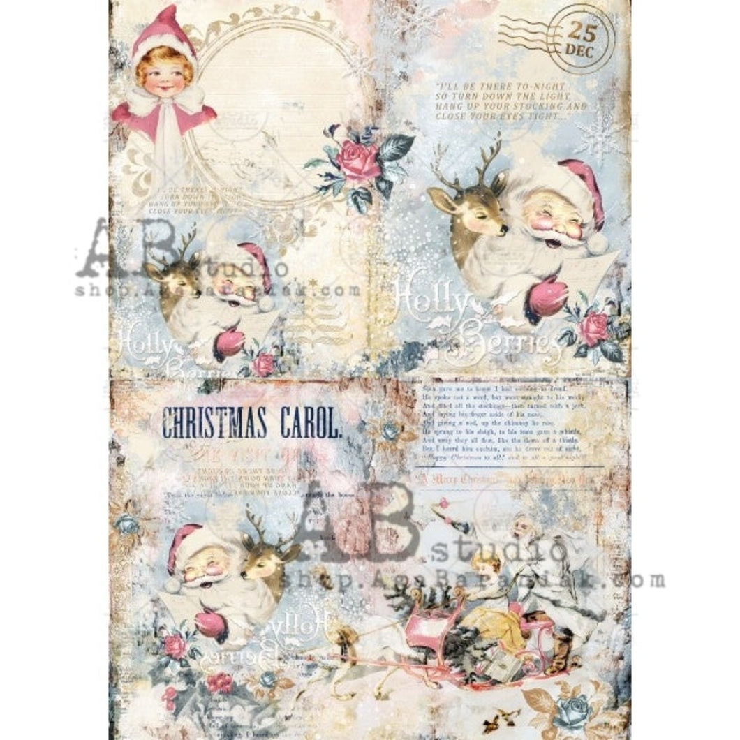 Shabby Retro Christmas Rice Paper 0366 by ABstudio, A4
