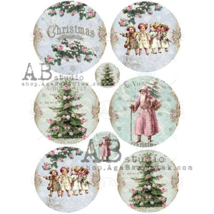 Victorian Christmas Ornaments 8 Pack Rice Paper 0378 by ABstudio, A4