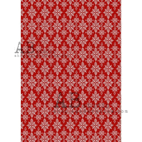Christmas Red and White Snowflake Flourish Rice Paper 0434 by ABstudio, A4