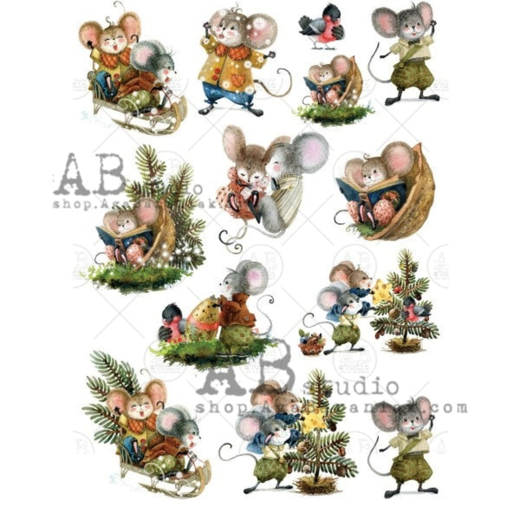 Christmas Mouse Minis Rice Paper 0443 by ABstudio, A4
