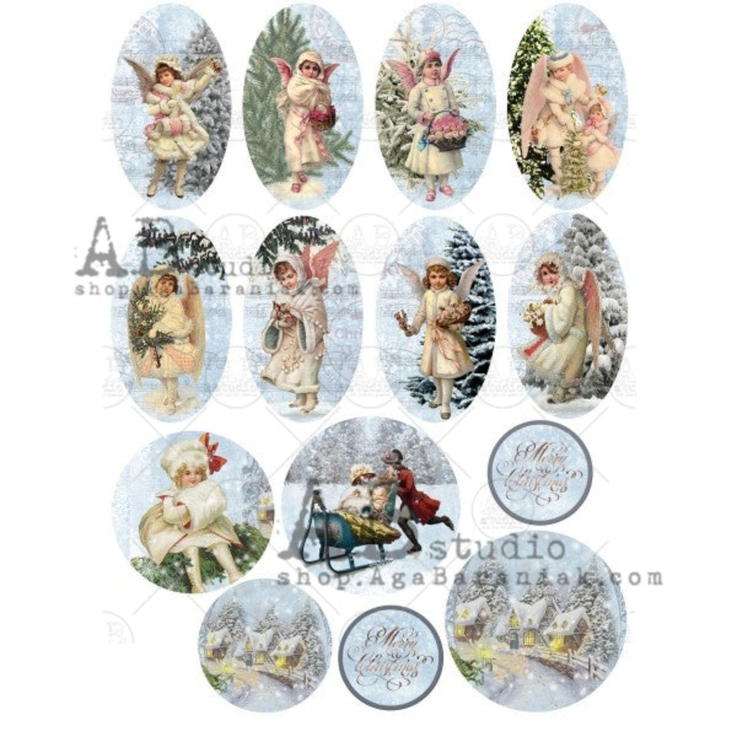 Victorian Christmas Ornaments Pack Rice Paper 0453 by ABstudio, A4