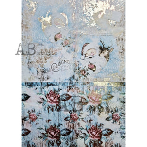 Gilded Shabby Christmas Roses 2 Pack Rice Paper 1024 by ABstudio, A4