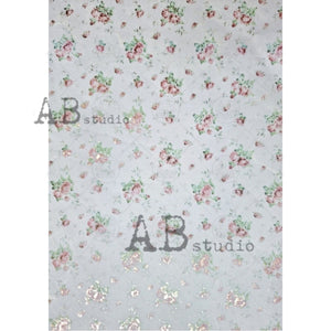Gilded Ditsy Roses Rice Paper 1072 by ABstudio, A4