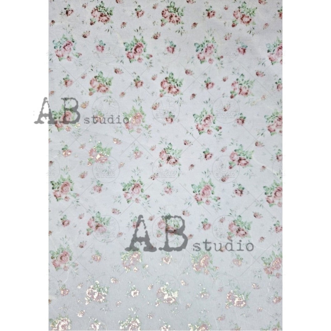 Gilded Ditsy Roses Rice Paper 1072 by ABstudio, A4
